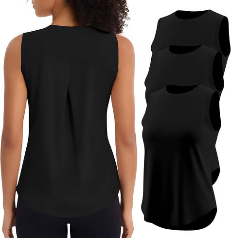 3 Pack Workout Tops for Women Athletic Running Yoga Tank Tops Loose Fit Sleeveless Sports Tennis Gym Shirt Quick Dry in Saudi Arabia