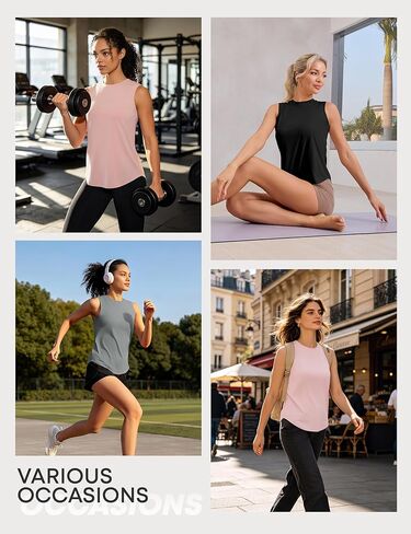 3 Pack Workout Tops for Women Athletic Running Yoga Tank Tops Loose Fit Sleeveless Sports Tennis Gym Shirt Quick Dry in Saudi Arabia
