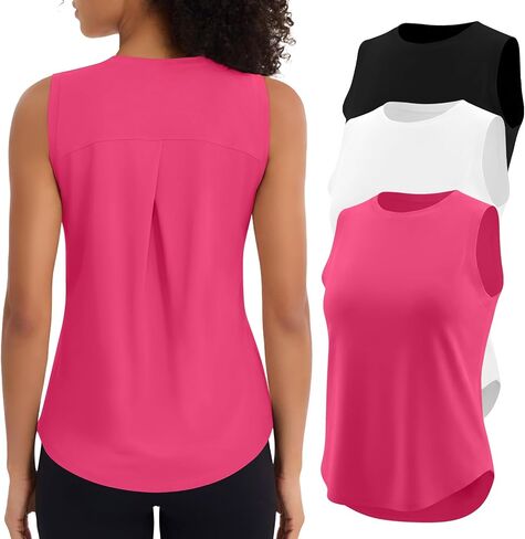 3 Pack Workout Tops for Women Athletic Running Yoga Tank Tops Loose Fit Sleeveless Sports Tennis Gym Shirt Quick Dry in Saudi Arabia