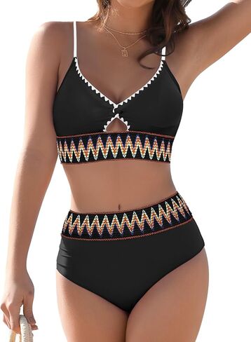 Women's dog teeth decorated split body hollow-out accessories swimsuit in Saudi Arabia