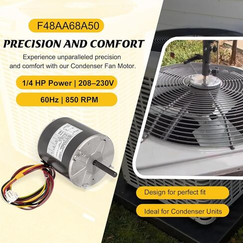 AC Condenser Fan Motor 1/4 HP 208-230V 850 RPM, CW Lead End, 1 Phase – Direct Replacement for York Coleman Luxaire A.O. Smith, Replaces F48AA68A50, F48M27A50, S1-02440899000, 5KCP39LFBE31 in Saudi Arabia