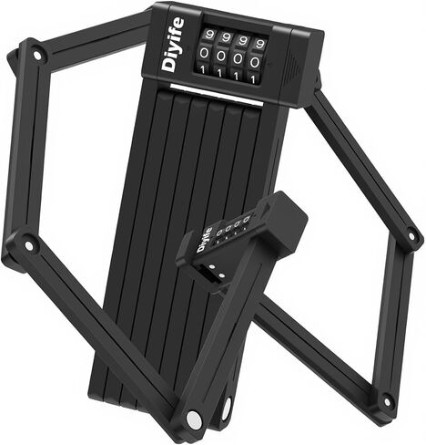 Diyife Folding Bike Lock, [4ft/120cm] Heavy Duty 4-Digit Combination Bicycle Lock, 360° Rotation Waterproof Anti-Theft Alloy Steel Foldable Lock with Bracket for Ebike Scooter Motorcycle in Saudi Arabia
