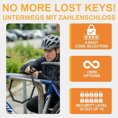 Diyife Folding Bike Lock, [4ft/120cm] Heavy Duty 4-Digit Combination Bicycle Lock, 360° Rotation Waterproof Anti-Theft Alloy Steel Foldable Lock with Bracket for Ebike Scooter Motorcycle in Saudi Arabia