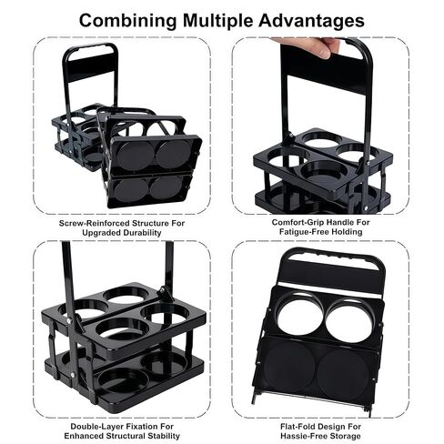 2PCS 4Cup Drink Carrier with Handle, Foldable Reusable Plastic Cup Holder for Delivery, Doordash, Car, Coffee, Beer, Restaurant Take Out Catering in Saudi Arabia