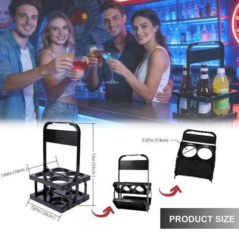 2PCS 4Cup Drink Carrier with Handle, Foldable Reusable Plastic Cup Holder for Delivery, Doordash, Car, Coffee, Beer, Restaurant Take Out Catering in Saudi Arabia