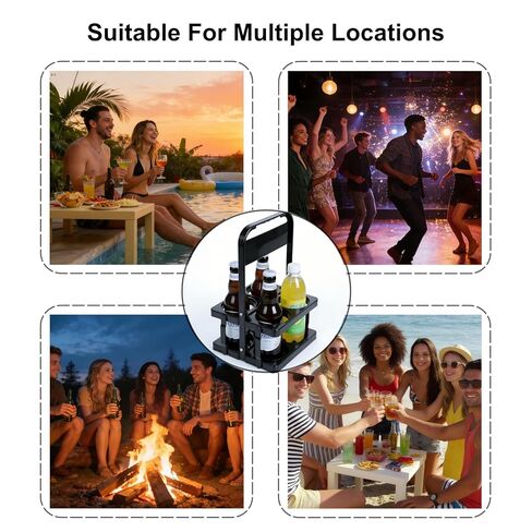 2PCS 4Cup Drink Carrier with Handle, Foldable Reusable Plastic Cup Holder for Delivery, Doordash, Car, Coffee, Beer, Restaurant Take Out Catering in Saudi Arabia