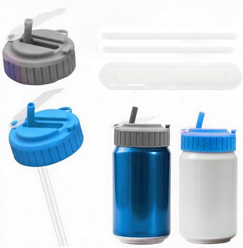 2-Pack Soda Can Lids With Reusable Straws BPA Free Can Covers For Soda With Portable Straw Container .Fits For Stardard Size(2.13inch) Soda Beer,Energy Drink Cans.Spill-Proof Keep Carbonation in Saudi Arabia