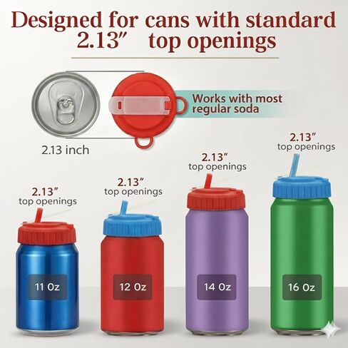 2-Pack Soda Can Lids With Reusable Straws BPA Free Can Covers For Soda With Portable Straw Container .Fits For Stardard Size(2.13inch) Soda Beer,Energy Drink Cans.Spill-Proof Keep Carbonation in Saudi Arabia