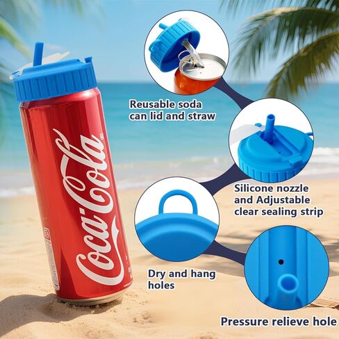 2-Pack Soda Can Lids With Reusable Straws BPA Free Can Covers For Soda With Portable Straw Container .Fits For Stardard Size(2.13inch) Soda Beer,Energy Drink Cans.Spill-Proof Keep Carbonation in Saudi Arabia