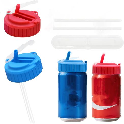 2-Pack Soda Can Lids With Reusable Straws BPA Free Can Covers For Soda With Portable Straw Container .Fits For Stardard Size(2.13inch) Soda Beer,Energy Drink Cans.Spill-Proof Keep Carbonation in Saudi Arabia
