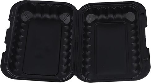 SINJEUN 70 Pack Black Clamshell Boxes, 9 x 6 x 2.6 Inches Reusable Black To Go Containers with Lids, Plastic Clamshell Boxes for Meal Prep, Salad Breakfast in Saudi Arabia