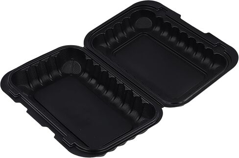 SINJEUN 70 Pack Black Clamshell Boxes, 9 x 6 x 2.6 Inches Reusable Black To Go Containers with Lids, Plastic Clamshell Boxes for Meal Prep, Salad Breakfast in Saudi Arabia