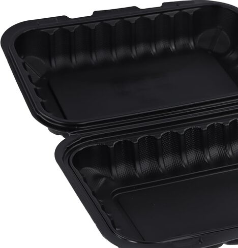 SINJEUN 70 Pack Black Clamshell Boxes, 9 x 6 x 2.6 Inches Reusable Black To Go Containers with Lids, Plastic Clamshell Boxes for Meal Prep, Salad Breakfast in Saudi Arabia