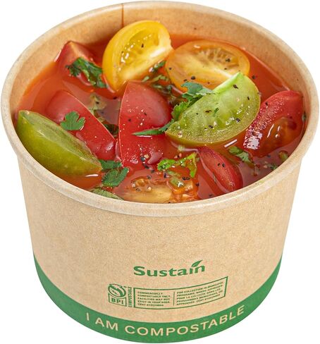 Restaurantware Paper Soup Containers 25 Pack Of 16 oz Disposable Kraft To Go Hot Soup Serving Bowls BPI-Certified Compostable Leakproof Stackable Food Containers For Noodles, Pasta And Desserts in Saudi Arabia