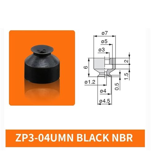 1PCS ZP3 Series ZP3-04/06/08/10/13/16UMN/UMS Mini Vacuum Sucker Black NBR Round Vacuum Suction Cup(ZP3-04UMN) in Saudi Arabia