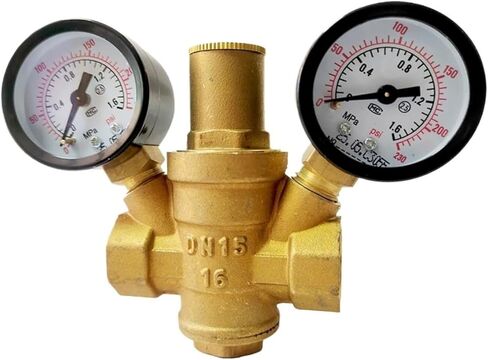 Two Gauge Adjustable Water Reducing Valve Female Thread Brass Pressure Gauge Regulator Valves(2") in Saudi Arabia