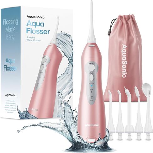 AquaSonic Aqua Flosser - Cordless Rechargeable Water Flosser for Teeth - Waterproof, Portable Oral Irrigator for Dental Cleaning with 5 Jet Tips – Braces Home Travel in Saudi Arabia