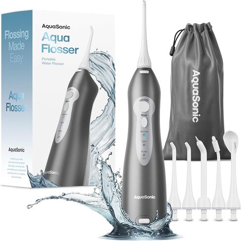 AquaSonic Aqua Flosser - Cordless Rechargeable Water Flosser for Teeth - Waterproof, Portable Oral Irrigator for Dental Cleaning with 5 Jet Tips – Braces Home Travel in Saudi Arabia