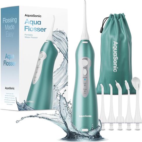 AquaSonic Aqua Flosser - Cordless Rechargeable Water Flosser for Teeth - Waterproof, Portable Oral Irrigator for Dental Cleaning with 5 Jet Tips – Braces Home Travel in Saudi Arabia