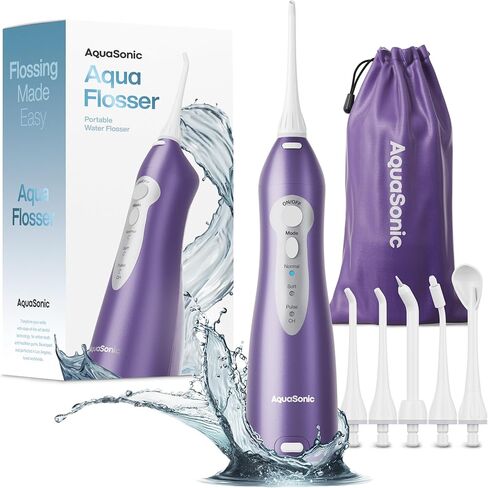 AquaSonic Aqua Flosser - Cordless Rechargeable Water Flosser for Teeth - Waterproof, Portable Oral Irrigator for Dental Cleaning with 5 Jet Tips – Braces Home Travel in Saudi Arabia