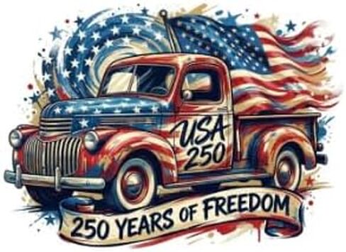 ملصقات السيارات لشاحنة عتيقة 250 عامًا من الحرية - 1776-2026 ملصق التقاط العلم الأمريكي، ملصق فينيل ممتص للصدمات وطني في الرابع من يوليو بالولايات المتحدة الأمريكية، هدية عيد الاستقلال لمحبي شاحنات الآباء in Kuwait