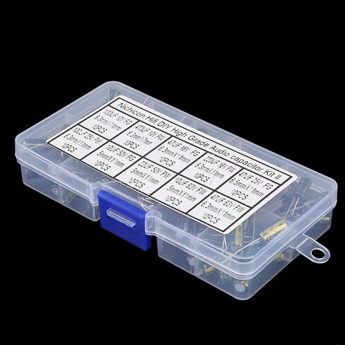 Electrolytic Audio Capacitors, 100 Pieces, 10 Values, 10V-63V, 10uF-470uF, for Audio Circuits, with Storage Box in Saudi Arabia