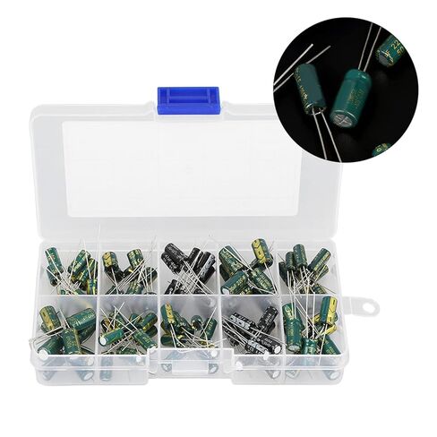 Electrolytic Audio Capacitors, 100 Pieces, 10 Values, 10V-63V, 10uF-470uF, for Audio Circuits, with Storage Box in Saudi Arabia