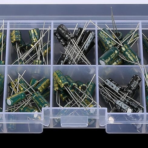 Electrolytic Audio Capacitors, 100 Pieces, 10 Values, 10V-63V, 10uF-470uF, for Audio Circuits, with Storage Box in Saudi Arabia