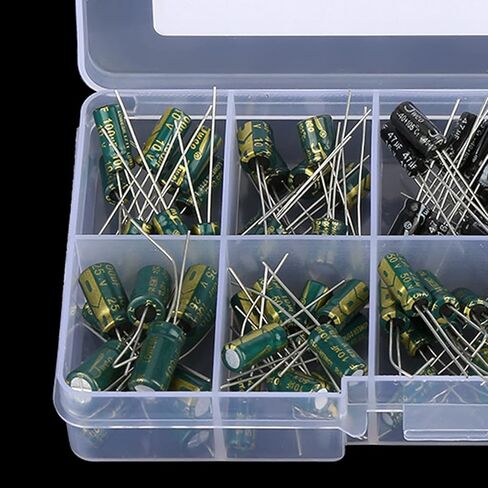 Electrolytic Audio Capacitors, 100 Pieces, 10 Values, 10V-63V, 10uF-470uF, for Audio Circuits, with Storage Box in Saudi Arabia