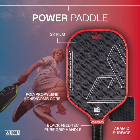 JOOLA Double Vision 16mm Pickleball Paddle - Signature and Standard Shape - Aramid Surface for Softer Responsive Touch - SK Film for Reduce Vibration - USAP Approved - NFC Chip Enabled in Saudi Arabia