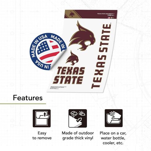 Desert Cactus Texas State University Sticker TXState Bobcats Vinyl Decals Laptop Water Bottle Car Scrapbook T5 (Type 5-1) in Saudi Arabia