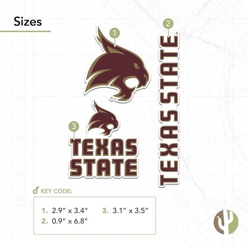 Desert Cactus Texas State University Sticker TXState Bobcats Vinyl Decals Laptop Water Bottle Car Scrapbook T5 (Type 5-1) in Saudi Arabia