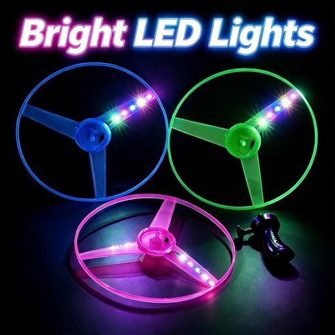 6 Sets LED Flying Set, Fun Flying Saucers Toys for Kids with Flashing Lights, Flying Toy Outdoor Toys Glow in The Dark Party Supplies Party Favors for Kids 4-8 8-12 in Saudi Arabia