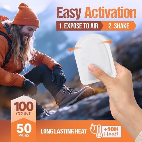 Toe Warmers for Feet – 50 Pairs (100 Warmers) | 10+ Hour Self-Adhesive Feet Warmers, Foot Warmers Bulk, Ultra-Thin Disposable Heat Pads for Shoes & Boots in Saudi Arabia