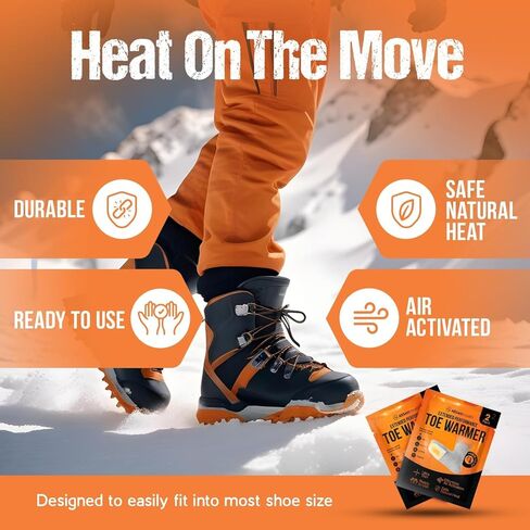 Toe Warmers for Feet – 50 Pairs (100 Warmers) | 10+ Hour Self-Adhesive Feet Warmers, Foot Warmers Bulk, Ultra-Thin Disposable Heat Pads for Shoes & Boots in Saudi Arabia