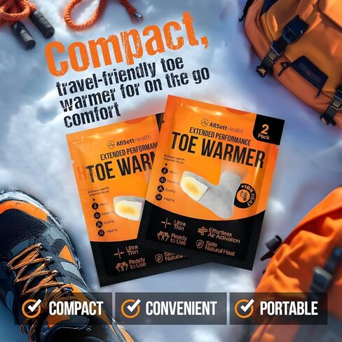 Toe Warmers for Feet – 50 Pairs (100 Warmers) | 10+ Hour Self-Adhesive Feet Warmers, Foot Warmers Bulk, Ultra-Thin Disposable Heat Pads for Shoes & Boots in Saudi Arabia