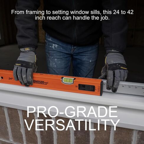 Johnson Level & Tool 5800-2442B - 24"-42" Extendable Box Beam Level,Telescoping Adjustable Aluminum Level with Precision Milled Edges in Saudi Arabia