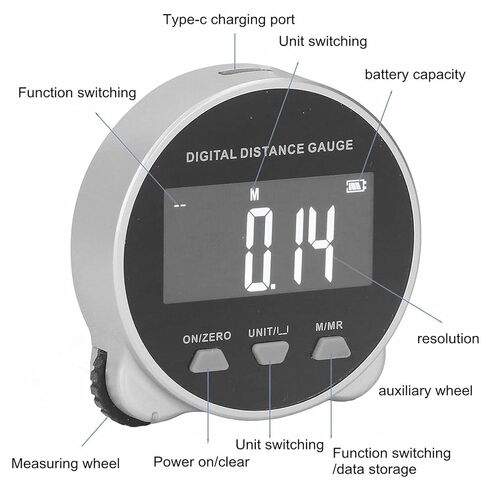 Electronic Tape Measure, LCD Display Digital Ruler, 656FT Long Distance High Accuracy Rechargeable Handheld Length Measuring Tool for Circular Flat Curved Diameter in Saudi Arabia