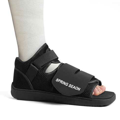 SPRING SEAON Medical Walking Boot, Lightweight Post-Op Shoes with Reinforced-Stitched Sole, Breathable Knitted Fibers, Cushioned Padding for Broken Foot, Foot Injury & Sprained Ankle, 0.81 lb (Black, Small) in Saudi Arabia