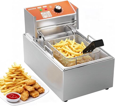 22L (23.25QT) Large Electric Deep Fryer with 3 Baskets - 3400W Thickened Stainless Steel Countertop Oil Fryer Temperature Control Easy Clean Catering Fryer in Saudi Arabia