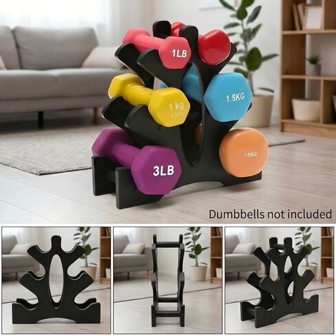 Dumbbell Rack Stand - 3 Tier Compact Weight Storage Organizer for Small Hand Weights, Neoprene & Vinyl Dumbbells - Portable Heavy Duty PP Plastic Weight Holder for Home Gym, Office, Exercise,9x8.8x3.3in (Dumbbells Not Included) in Saudi Arabia