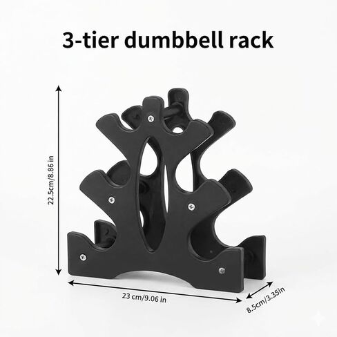 Dumbbell Rack Stand - 3 Tier Compact Weight Storage Organizer for Small Hand Weights, Neoprene & Vinyl Dumbbells - Portable Heavy Duty PP Plastic Weight Holder for Home Gym, Office, Exercise,9x8.8x3.3in (Dumbbells Not Included) in Saudi Arabia