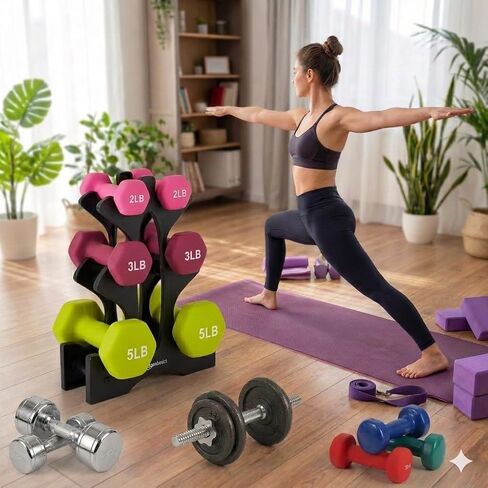 Dumbbell Rack Stand - 3 Tier Compact Weight Storage Organizer for Small Hand Weights, Neoprene & Vinyl Dumbbells - Portable Heavy Duty PP Plastic Weight Holder for Home Gym, Office, Exercise,9x8.8x3.3in (Dumbbells Not Included) in Saudi Arabia