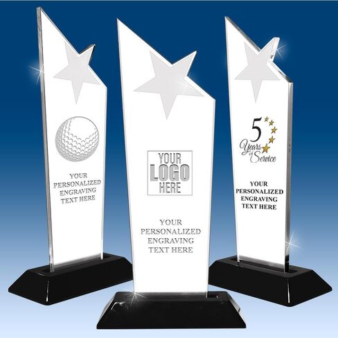 Personalized 10.75" Galaxy Star Acrylic Trophy Award for Corporate, Sports, Retirement, Customized Employee Appreciation Awards Engraved with Your Art Text in Saudi Arabia