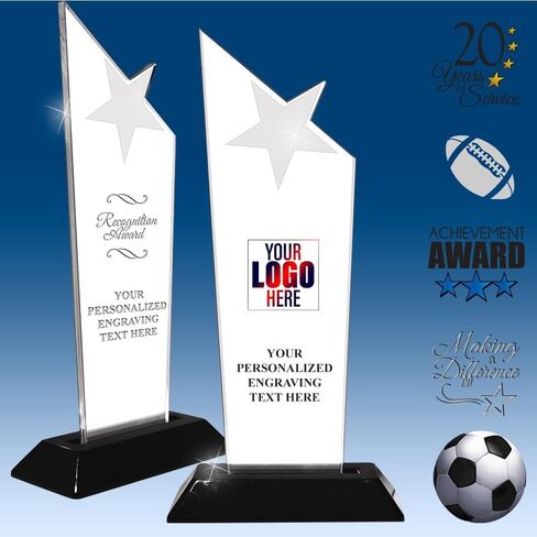Personalized 10.75" Galaxy Star Acrylic Trophy Award for Corporate, Sports, Retirement, Customized Employee Appreciation Awards Engraved with Your Art Text in Saudi Arabia
