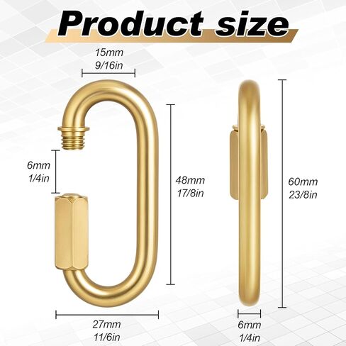 4 Pack Brass Quick Locking Chain Link Threaded Link Chain Connector Clips, 2.36 x 1.06 x 0.24 Inch in Saudi Arabia