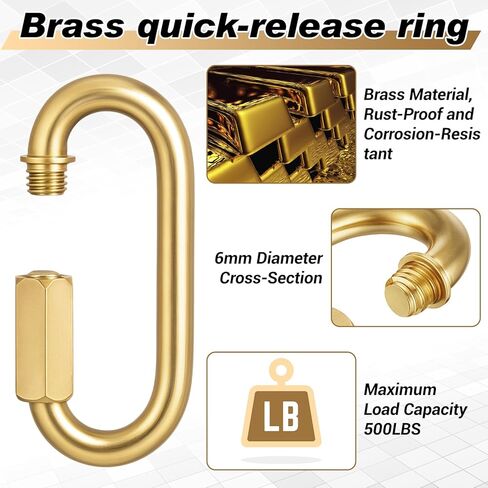 4 Pack Brass Quick Locking Chain Link Threaded Link Chain Connector Clips, 2.36 x 1.06 x 0.24 Inch in Saudi Arabia