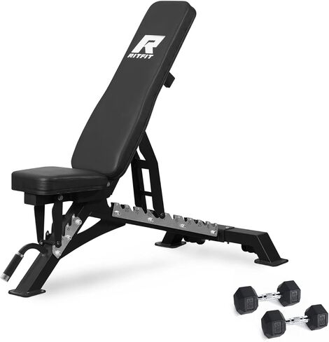 RITFIT Adjustable Weight Bench with Multiple Back Positions for Full Body Workouts, Incline, Decline, and Flat Settings for Home Gym Strength Training, 1300LB Capacity in Kuwait