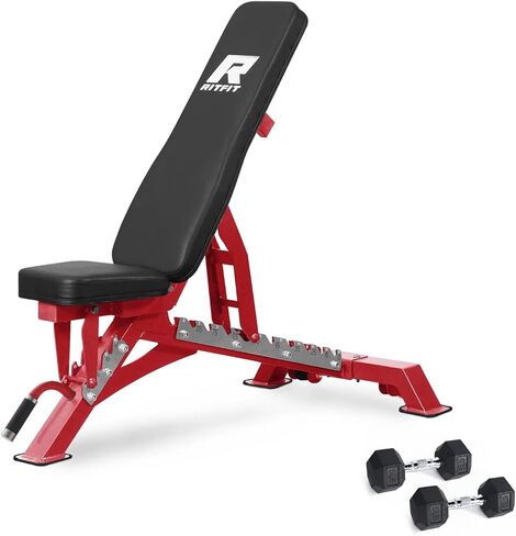 RITFIT Adjustable Weight Bench with Multiple Back Positions for Full Body Workouts, Incline, Decline, and Flat Settings for Home Gym Strength Training, 1300LB Capacity in Kuwait
