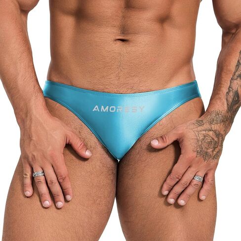 AMORESY Oceanus X Series Swimming Briefs – Glossy Spandex Swim Briefs, Low Rise, Stretch Fit, Performance Swimwear in Saudi Arabia